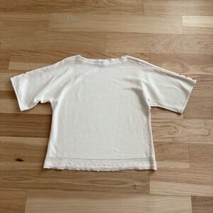ST. JOHN SPORT WOOL RAYON SHORT SLEEVE KNIT SWEATER SIZE L In Ivory